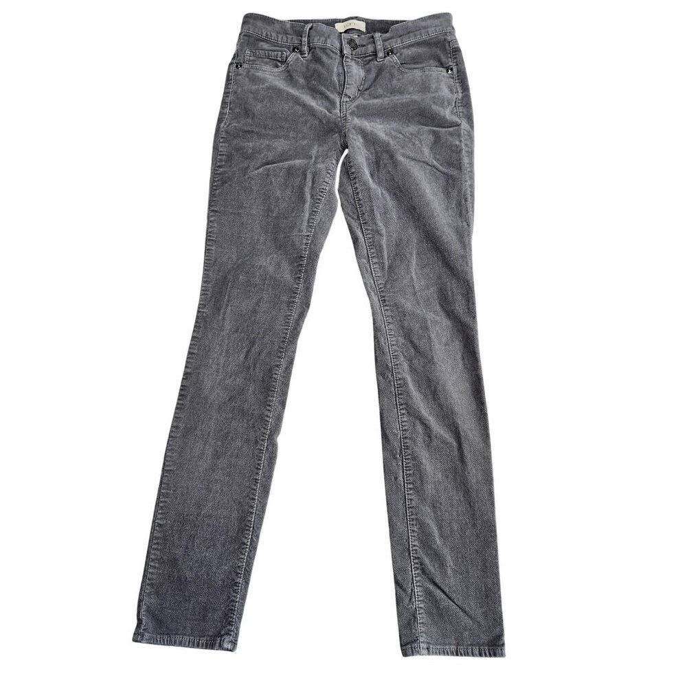 LOFT Modern Skinny Pants Womens 0 Gray Charcoal Wash Mid Rise‎ Stretch Velour